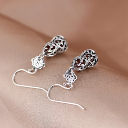 Cloisonne South Red Agate Gourd Earrings