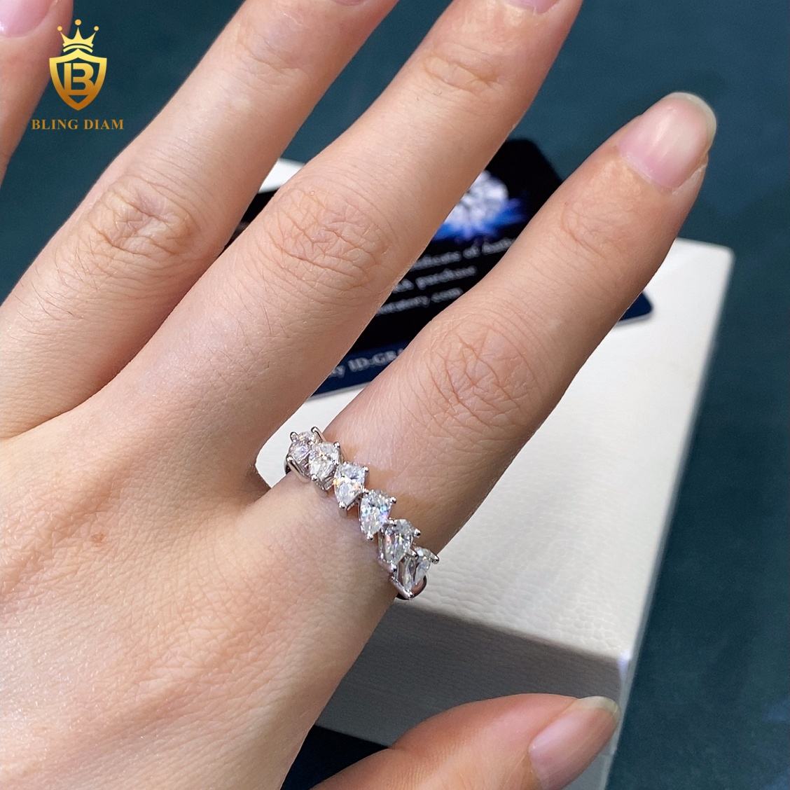 Pear-cut moissanite ring