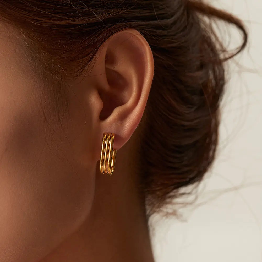 U-shaped Three Layer Stud Earrings
