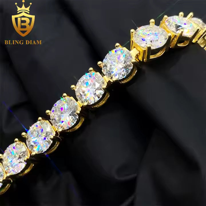 Signature Tennis Chain - 6.5mm VVS Moissanite, Gold Plated & 925 Sterling Silver