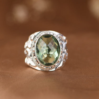 Oval Zircon Adjustable Ring