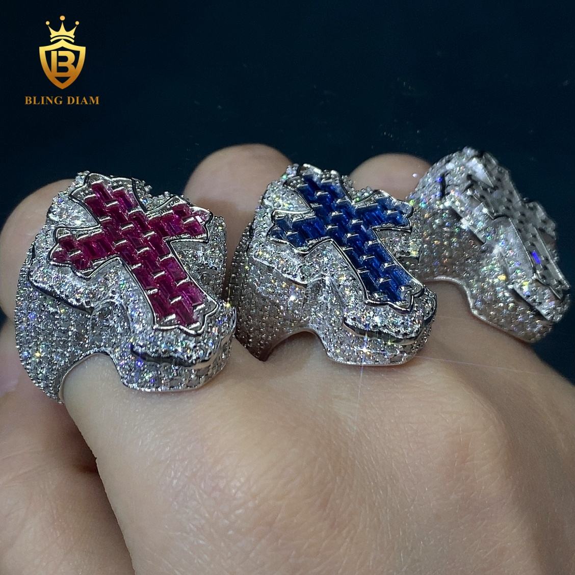 Baguette-cut cross ring