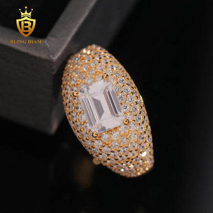 Emerald-cut moissanite ring