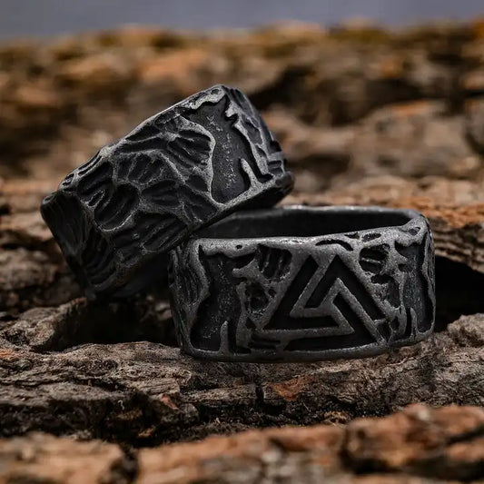 The Knot of The Slan Valknut Fenrir Wolf Signet ring