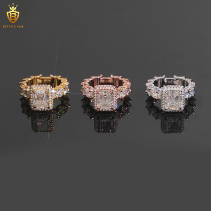 Emerald-cut moissanite ring