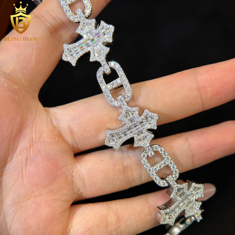 Baguette Cut Cross Moissanite Bracelet