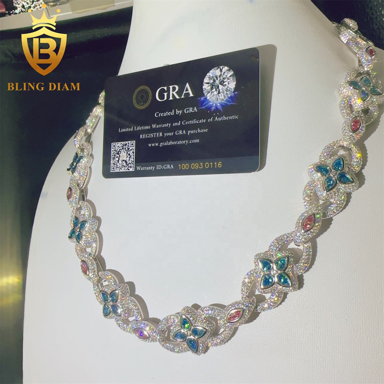 Miossanite 20mm Sterling Silver 925 Miami Cuban Link Chain