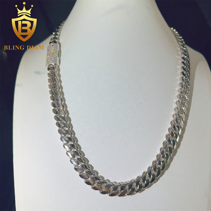 Miossanite 12mm Sterling Silver 925 Miami Cuban Link Chain