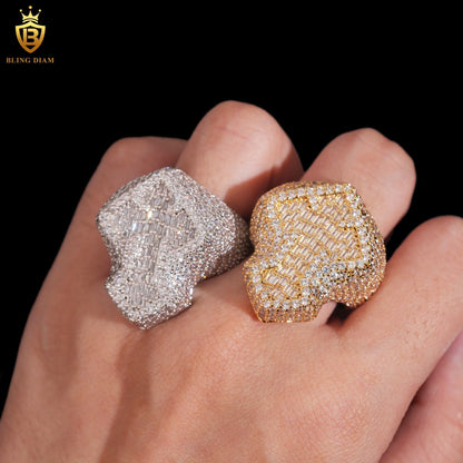 Baguette-cut cross moissanite ring