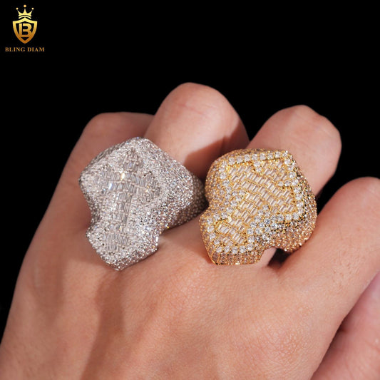Baguette-cut cross moissanite ring