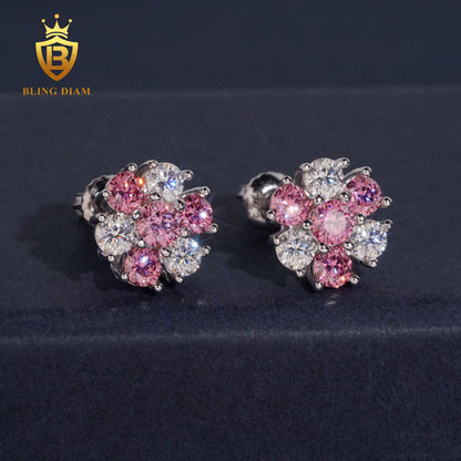 D Color VVS Moissanite Flower Stud Earrings