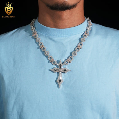 12MM Sterling Silver 925 VVS Moissanite Chain