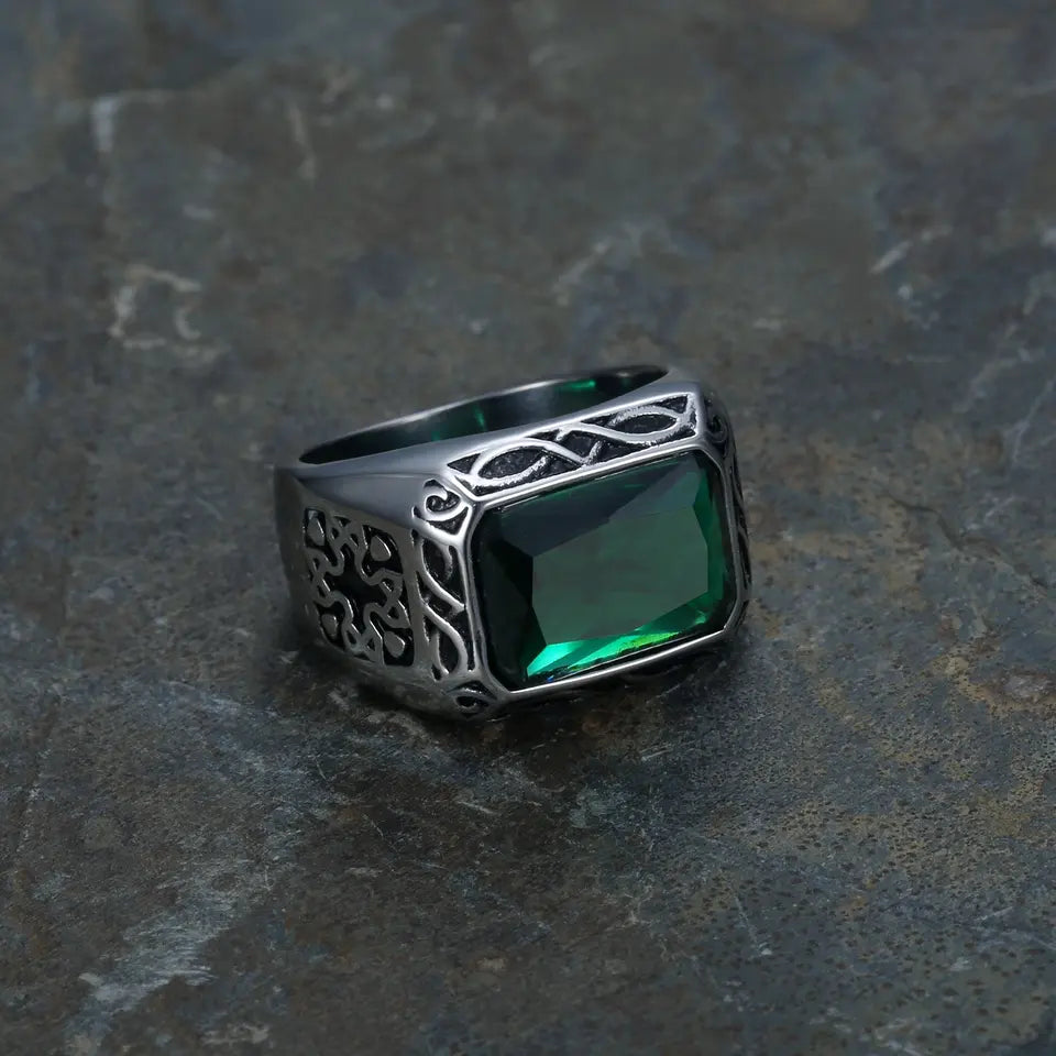 mystic knot natural raw stone ring