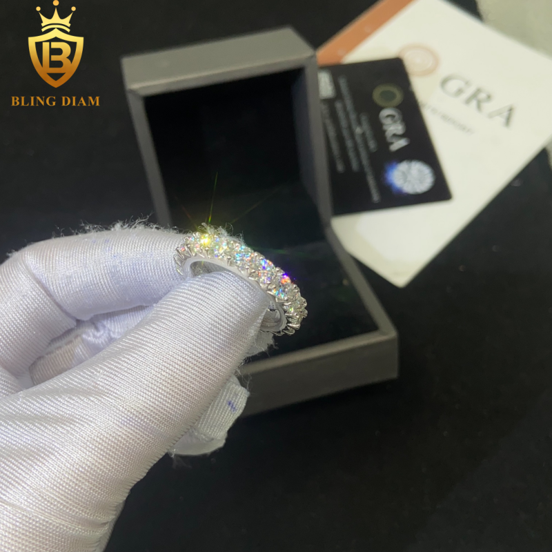 Iced-out moissanite ring