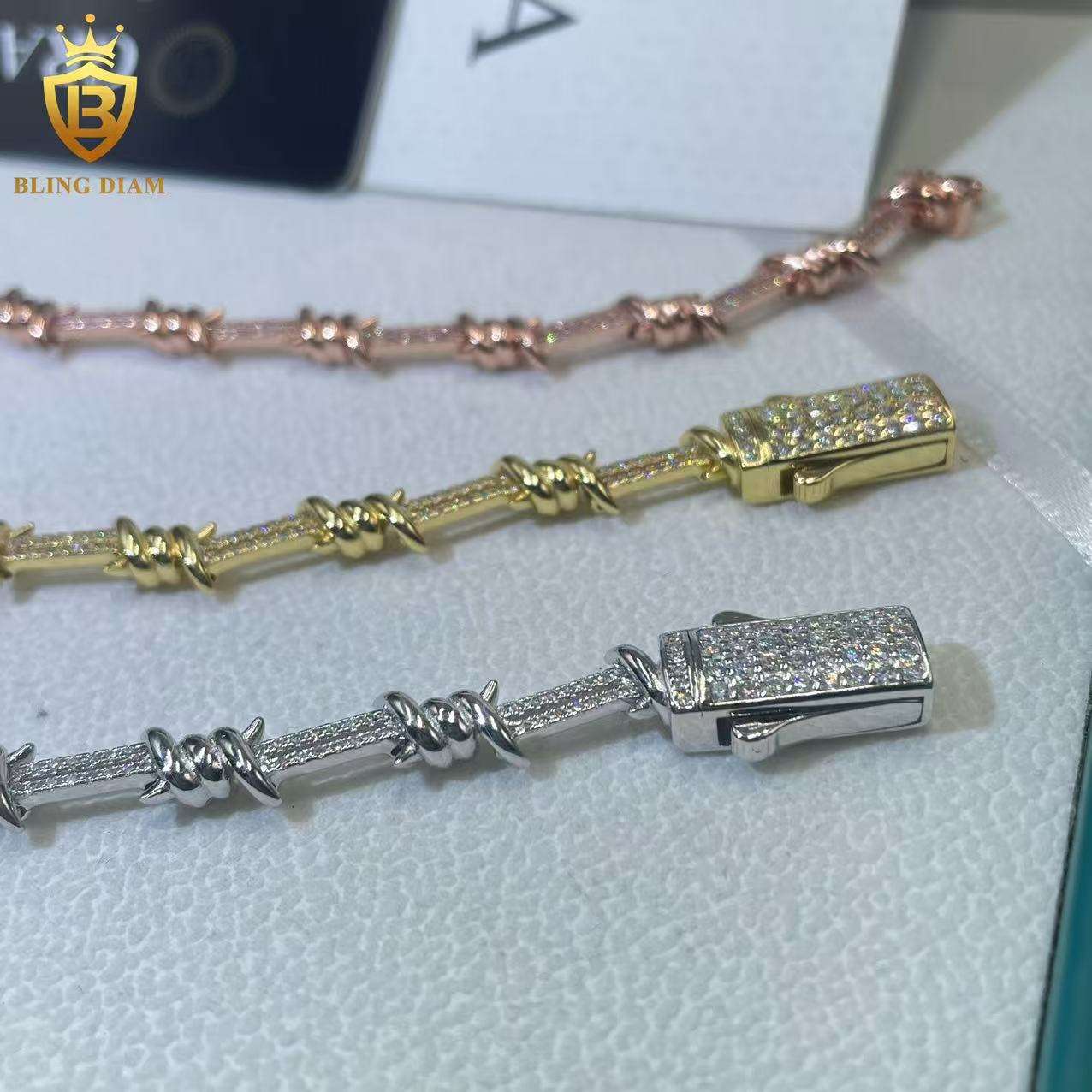 Wire Twist Thorns Moissanite Cuban Bracelet