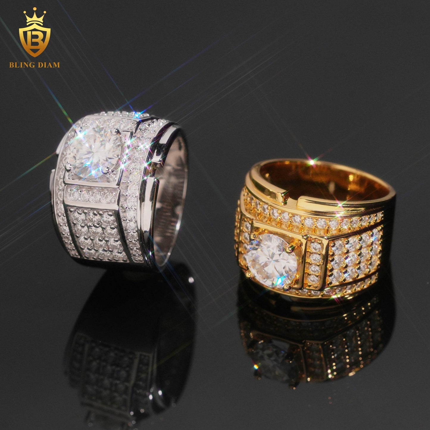 Rapper-style iced-out ring