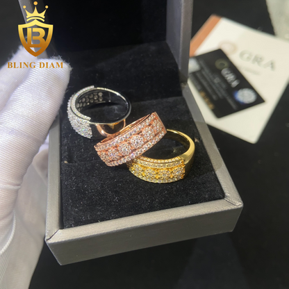 Iced-out moissanite ring