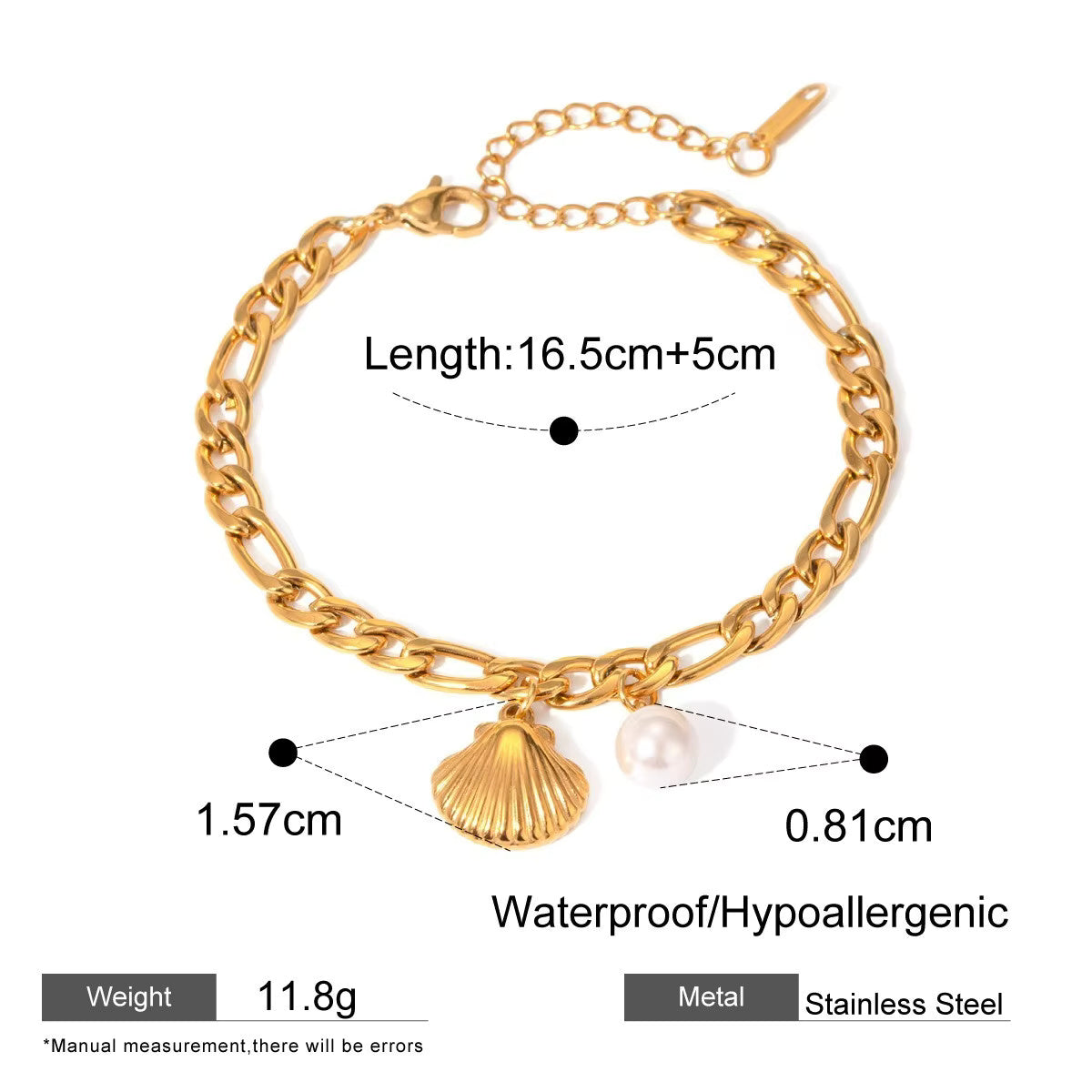 Seashell Starfish Link Chain Pendant Bracelets