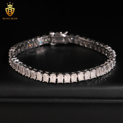 Emerald Cut Moissanite Tennis Bracelet