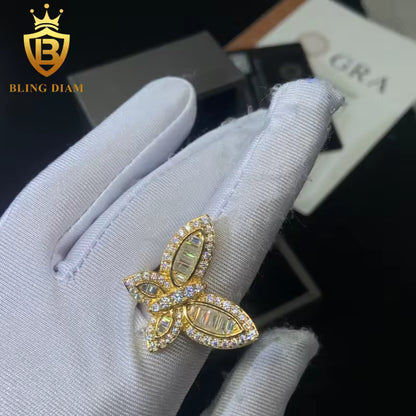 Butterfly-shape moissanite ring