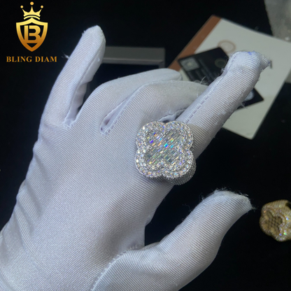 Iced-out men’s moissanite ring