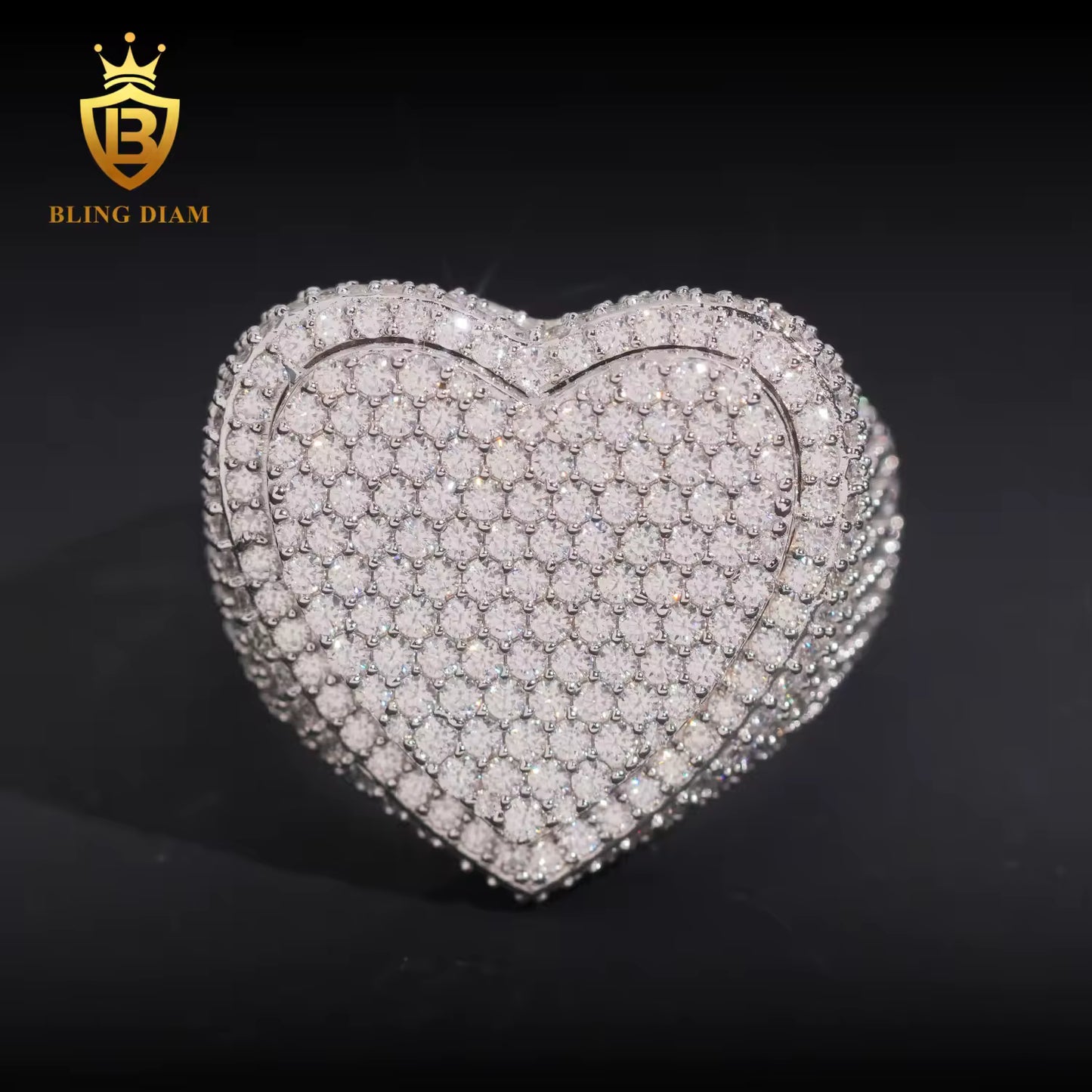 Iced Out Heart-Shaped Ring