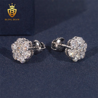 Flower Cluster VVS Moissanite Stud Earrings