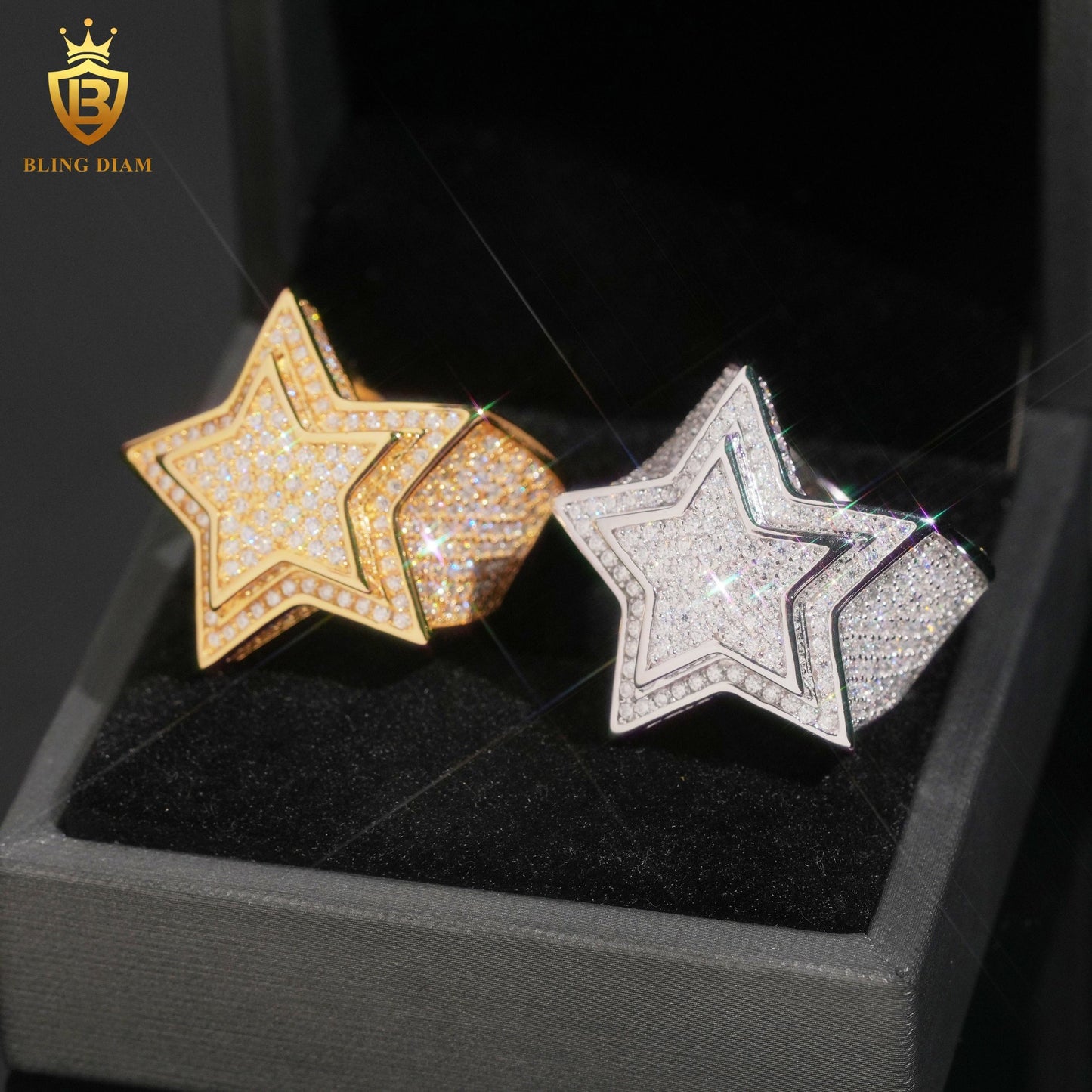 Star-design iced-out ring