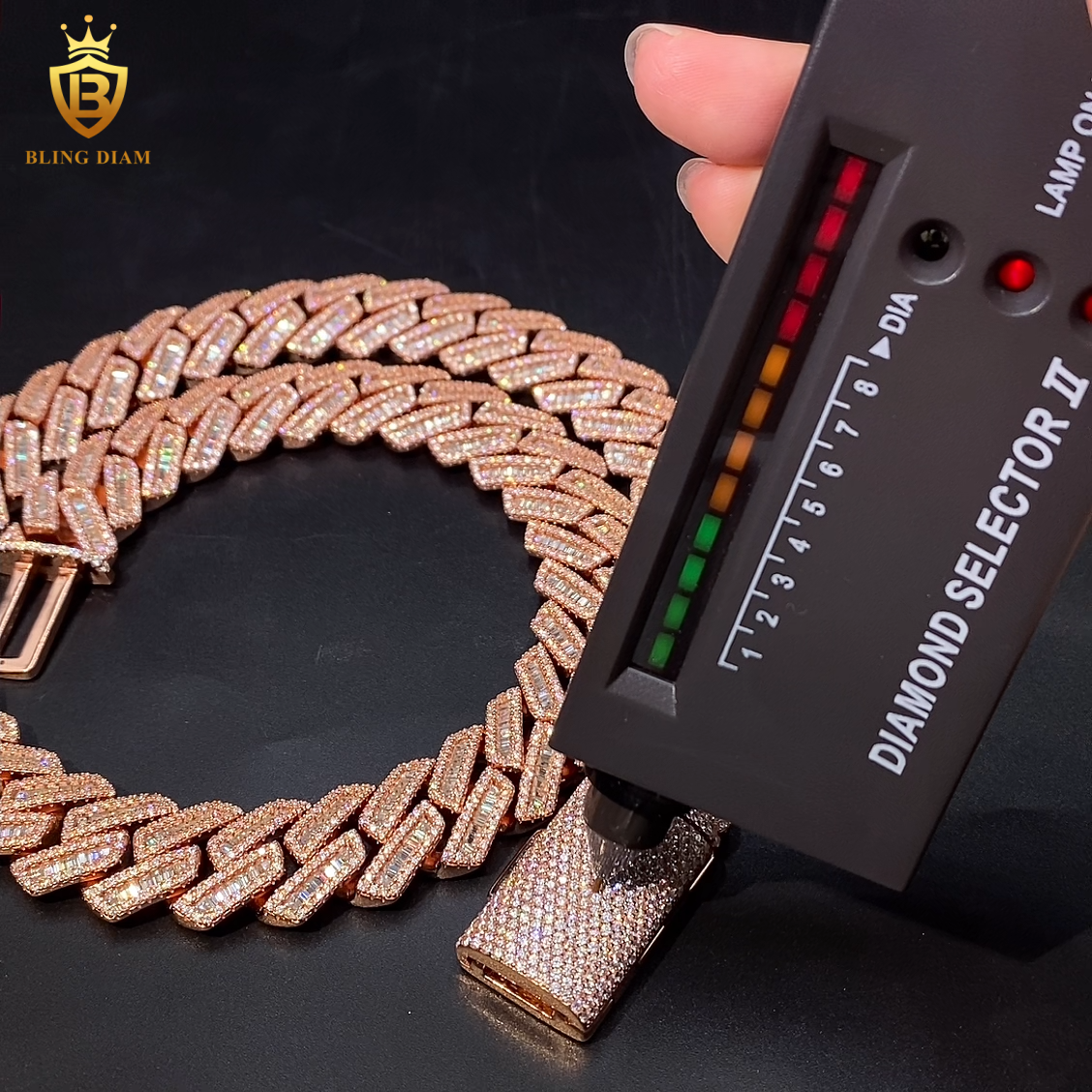 Miossanite 18MM Baguette Cut 925 Silver Chain