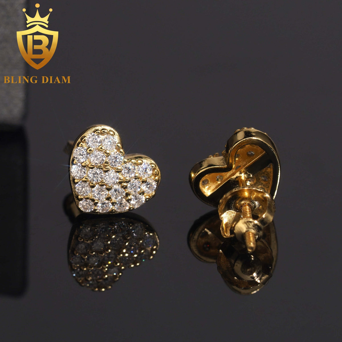 Pavé Moissanite Heart Stud Earrings