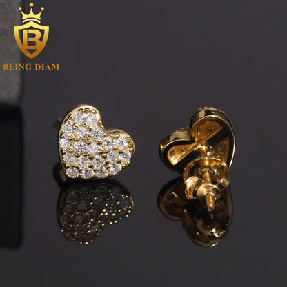 Pavé Moissanite Heart Stud Earrings