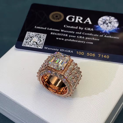 Emerald-cut moissanite ring