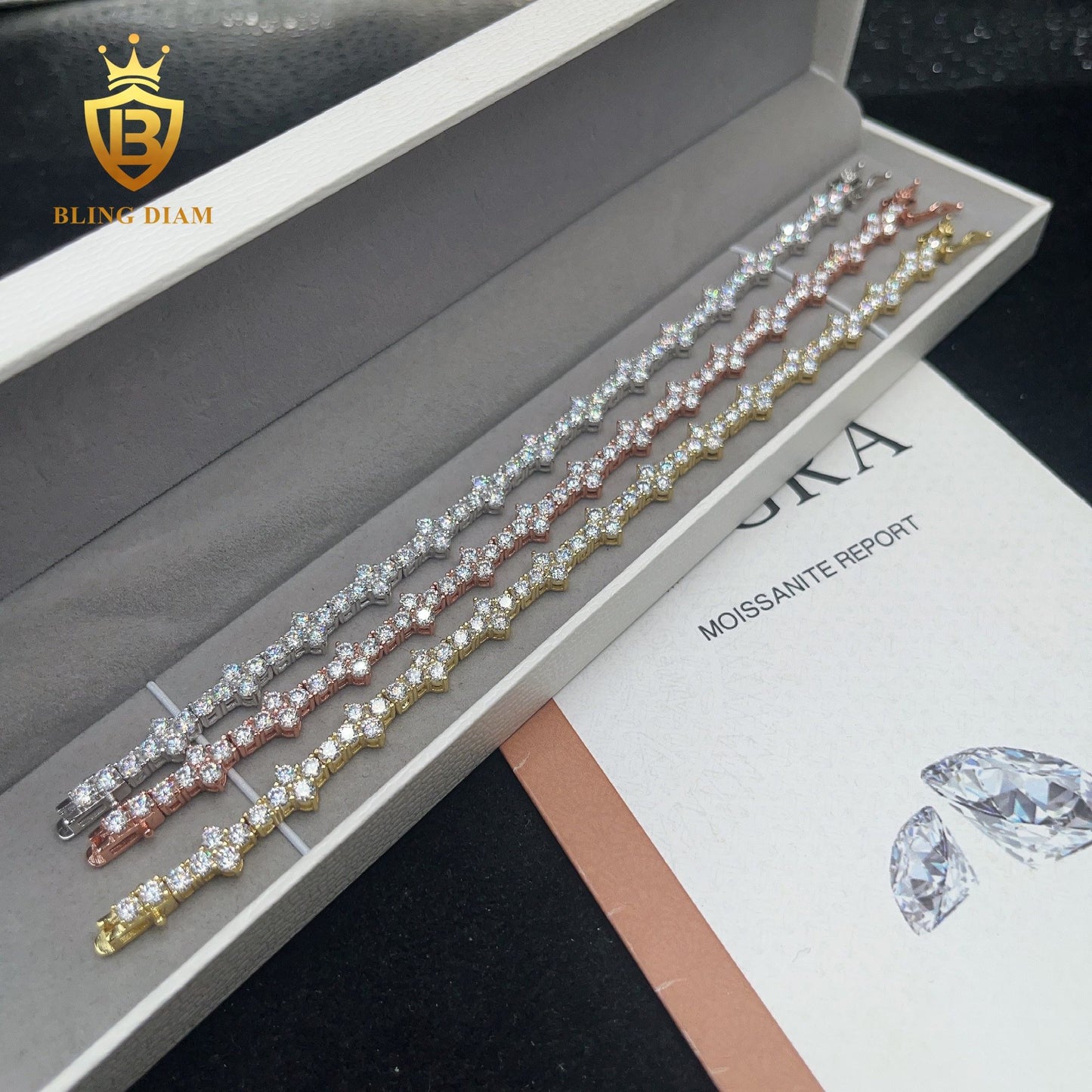 Round Brilliant Cut Cross Moissanite Tennis Bracelet