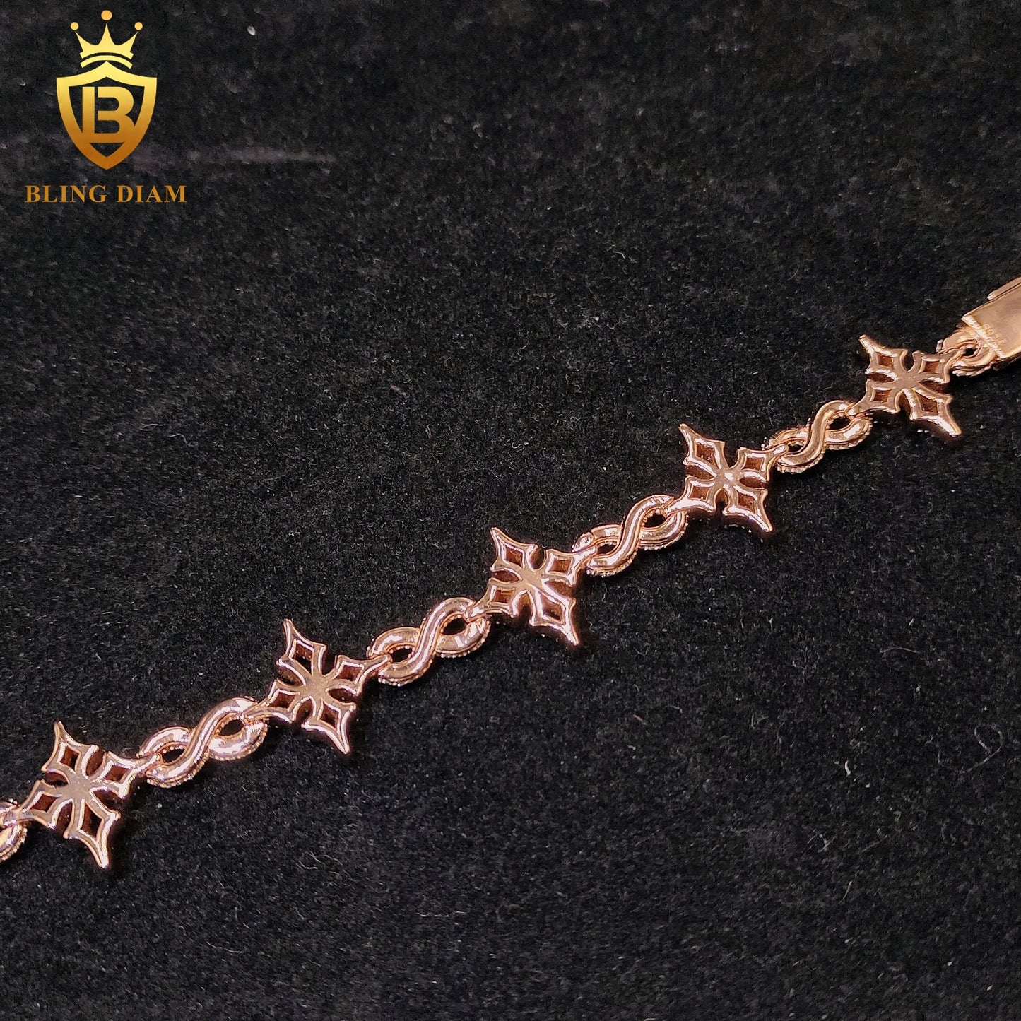 Iced Out Cross Moissanite Cuban Bracelet