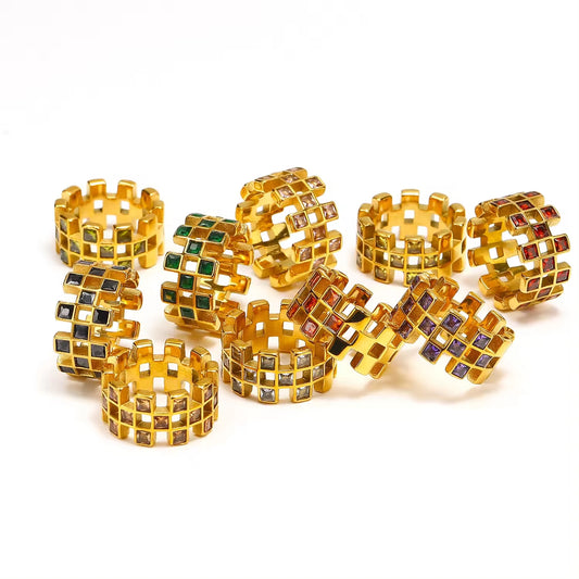 Shiny Zircon Colorful Finger Rings