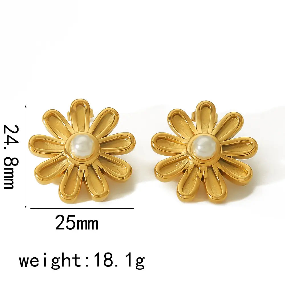Pearl Flower Stud Earrings