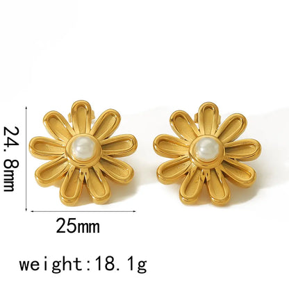 Pearl Flower Stud Earrings