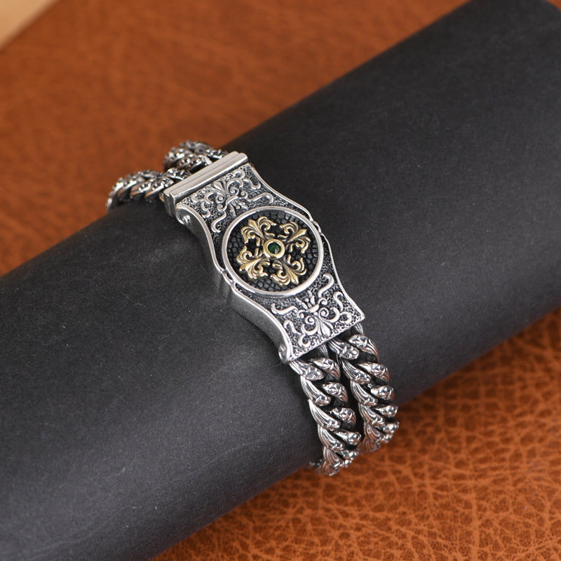 Double Row Cross Pattern Bracelet