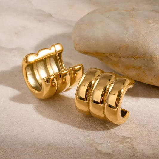 C Shaped Three Layers Stud Earrings