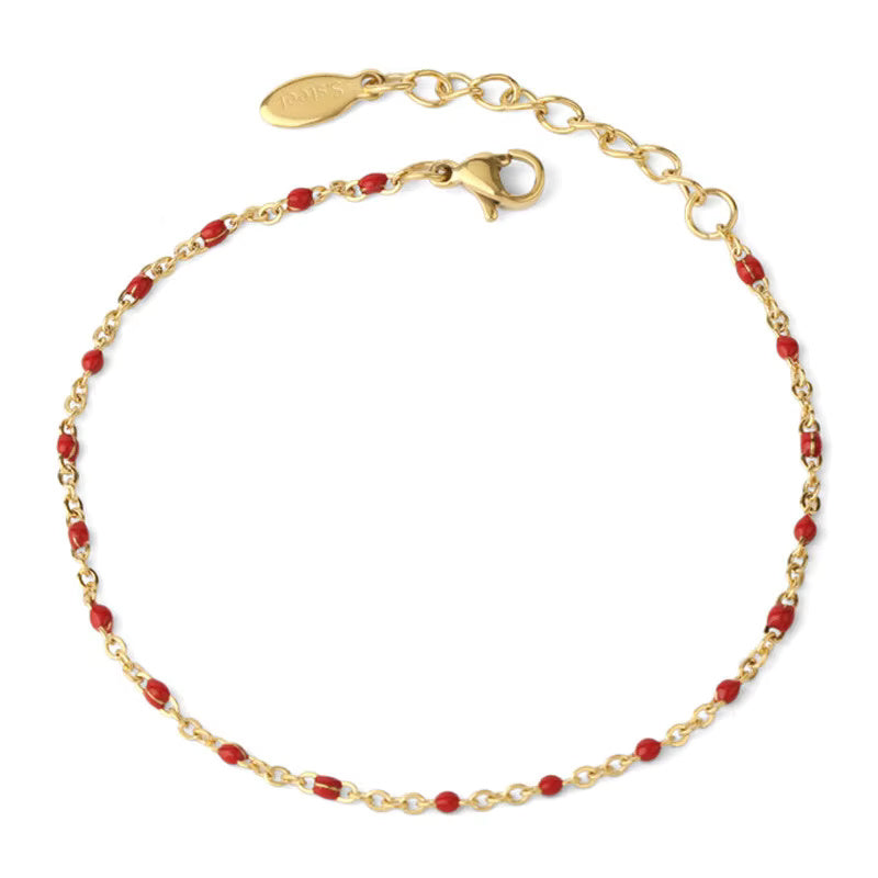 Multicolor Enamel Bead Chain Bracelet