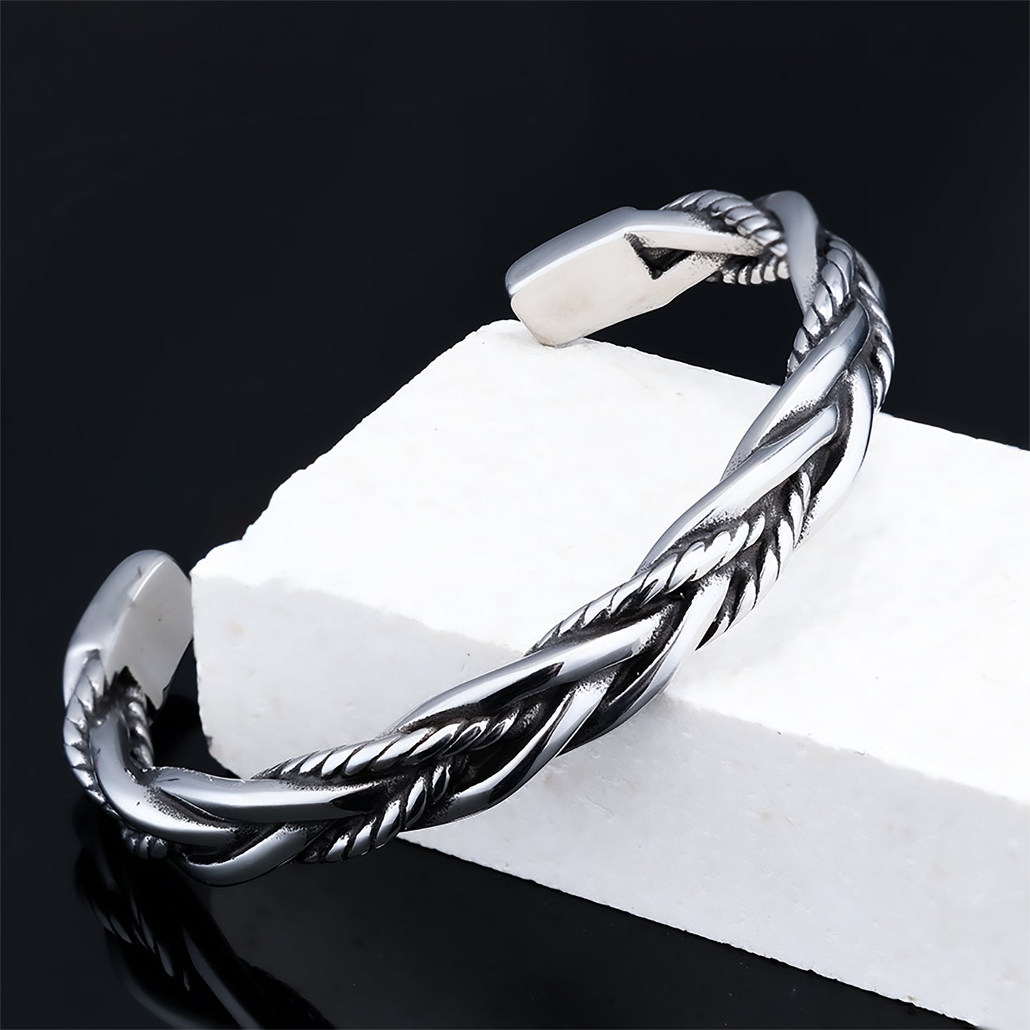 Twisted Braided Open Bracelet
