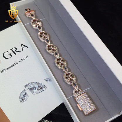 Iced Out Colored Stone Cuban Link Bracelet