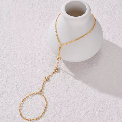 Crystal Stone Hand Chain Ring Bracelet