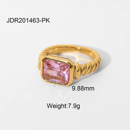 Inlaid Pink Stone Finger Rings
