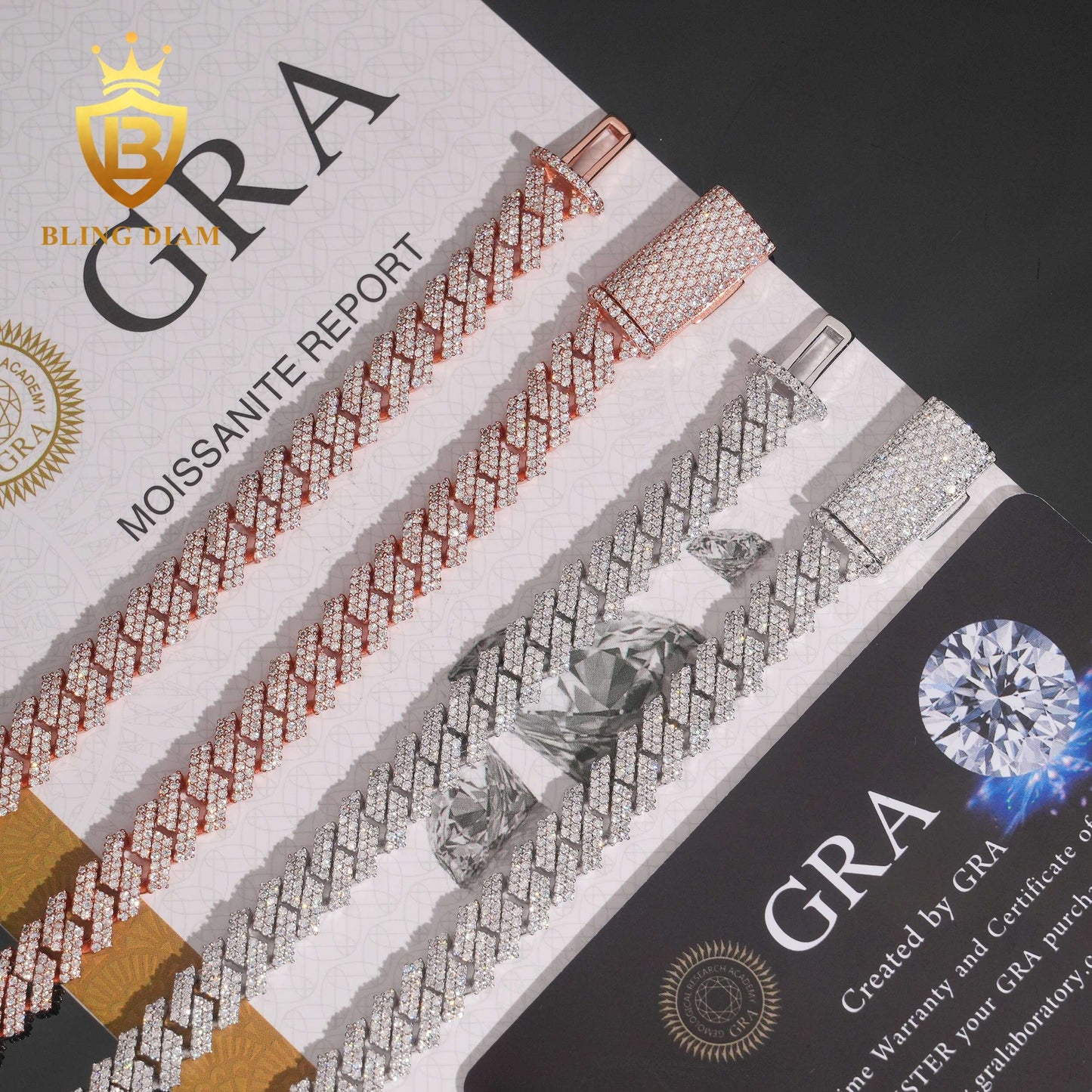 8mm Moissanite Sterling Silver Cuban Link Chain