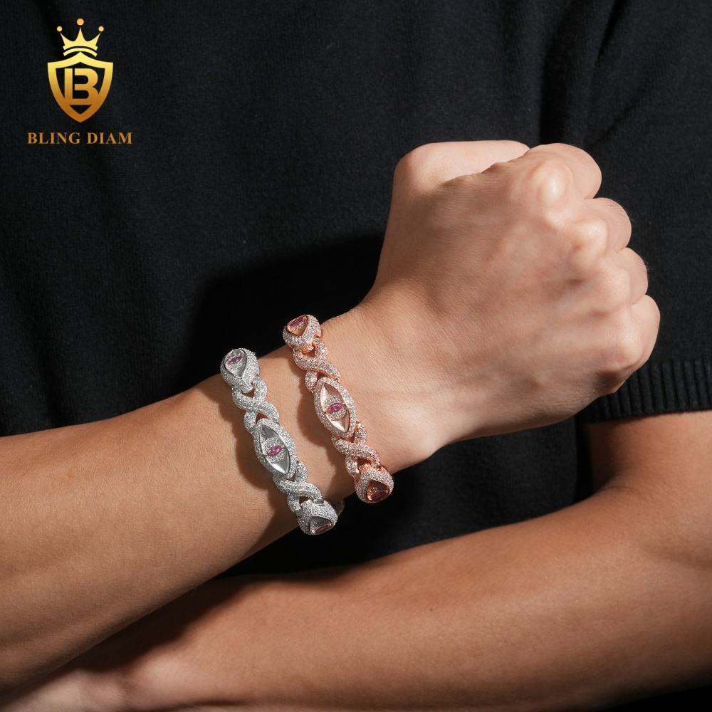 Rose Gold Pink Marquise Eye Infinity Cuban Bracelet