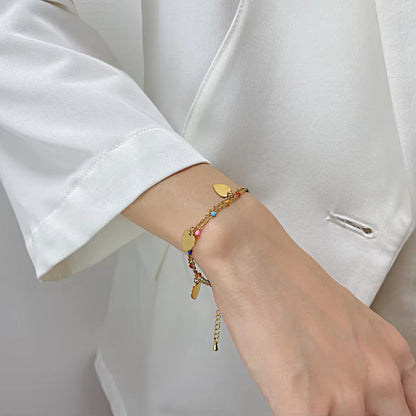 Heart Charm Beaded Chain Bracelet