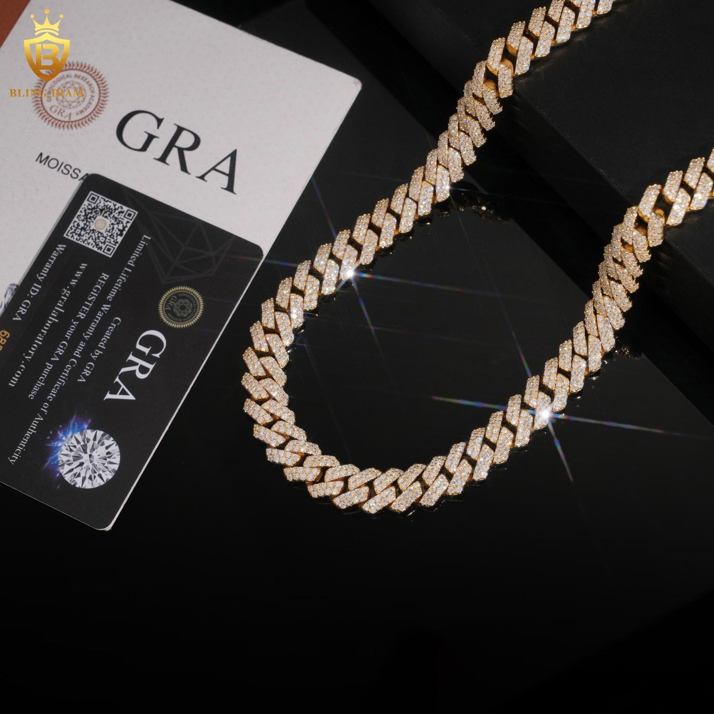 12mm S925 Cuban VVS1 Moissanite chain