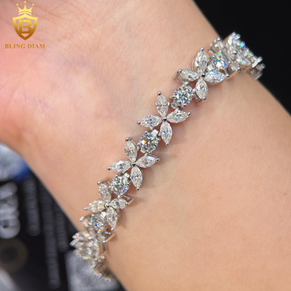 Marquise Cut Four-Leaf Clover Moissanite Bracelet