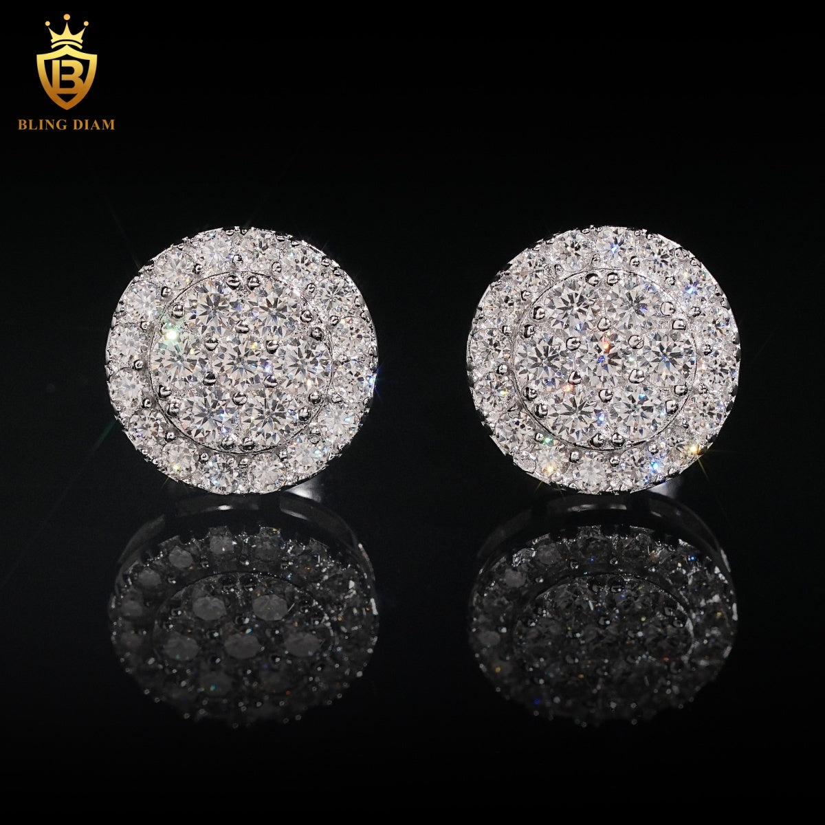 Double Halo Cluster Moissanite Stud Earrings